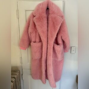 Pink Oversized Fuzzy Shaggy Faux Fur Teddy Coat